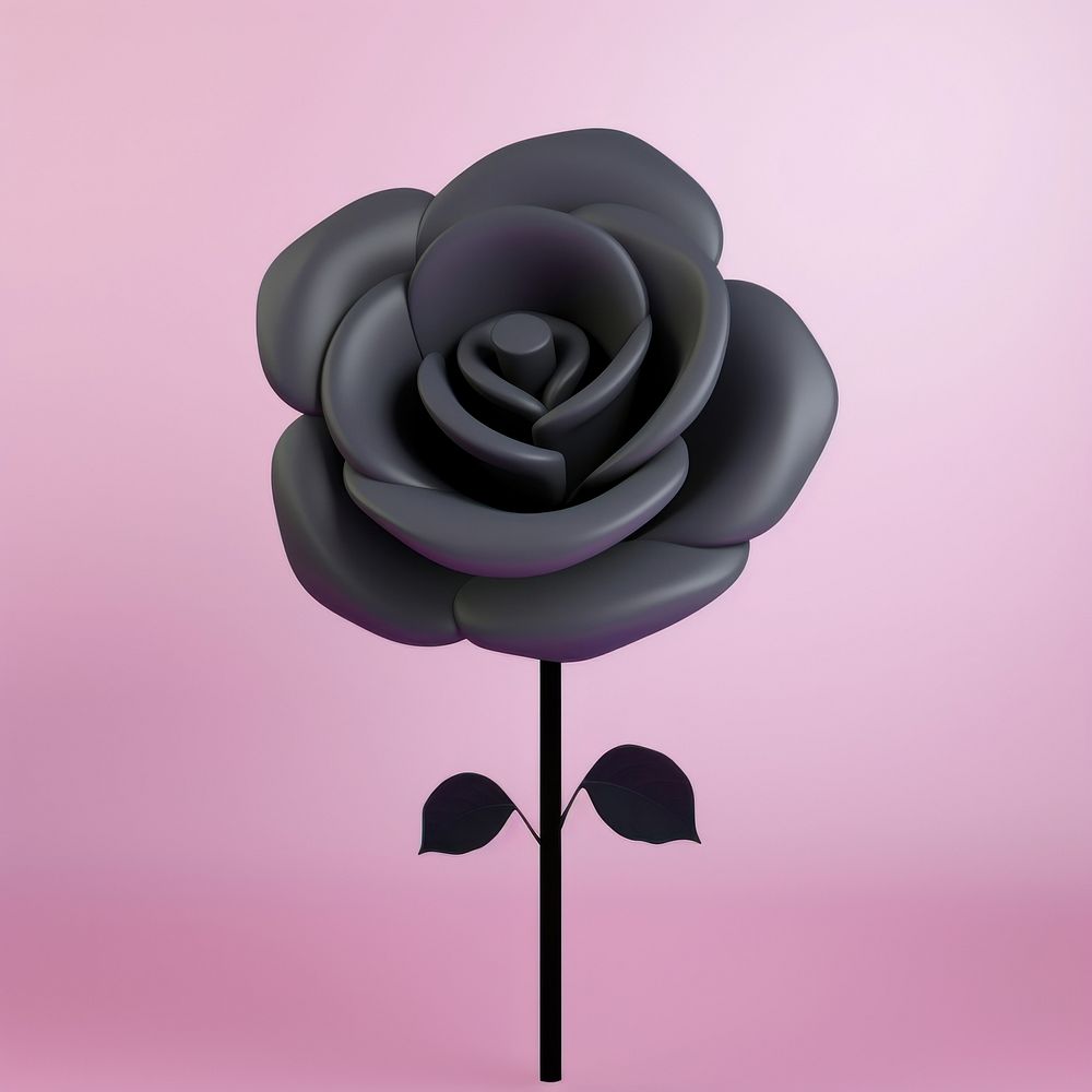 A Valentine black rose cartoon flower plant.