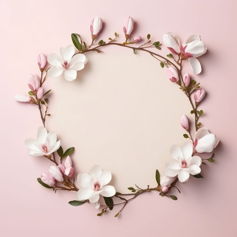 Floral frame magnolia flower blossom nature.