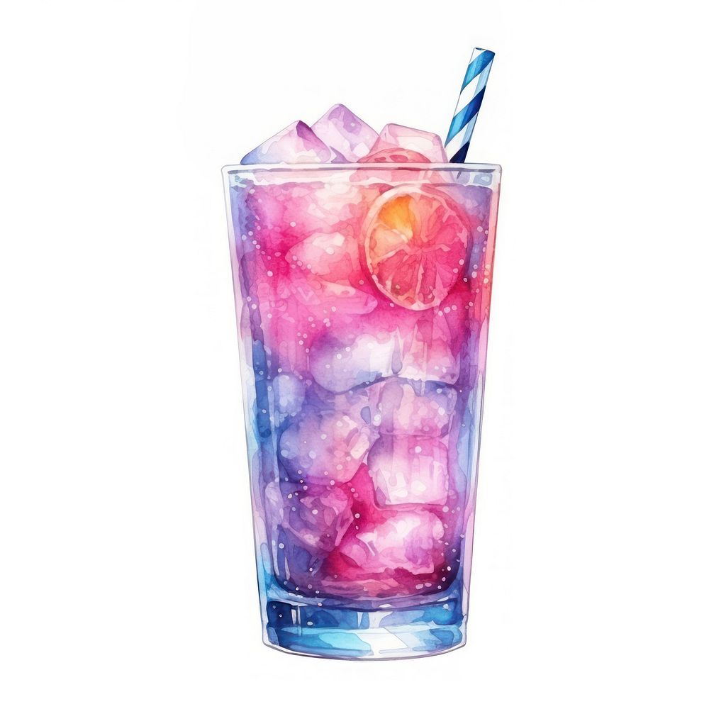 Mocktail in Watercolor style cocktail drink juice.