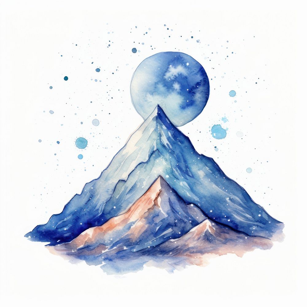 Mountain in Watercolor style painting nature stratovolcano.