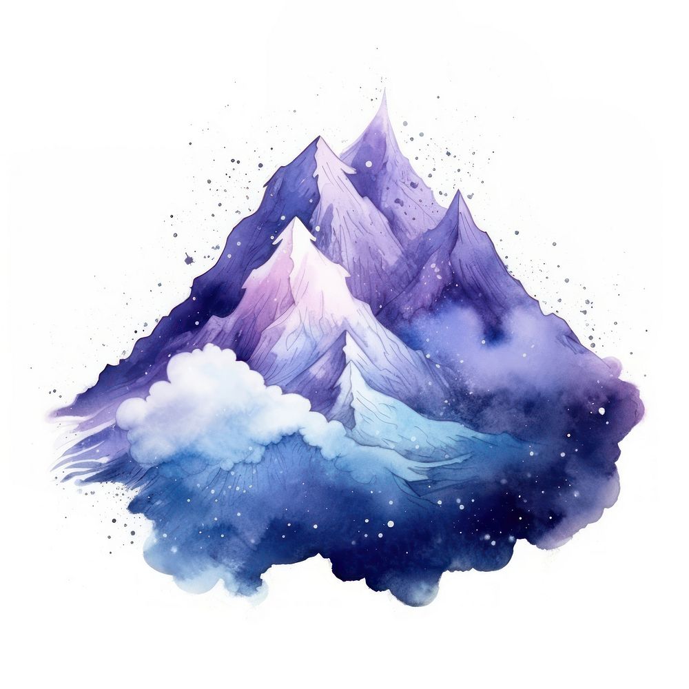 Mountain in Watercolor style nature star white background.