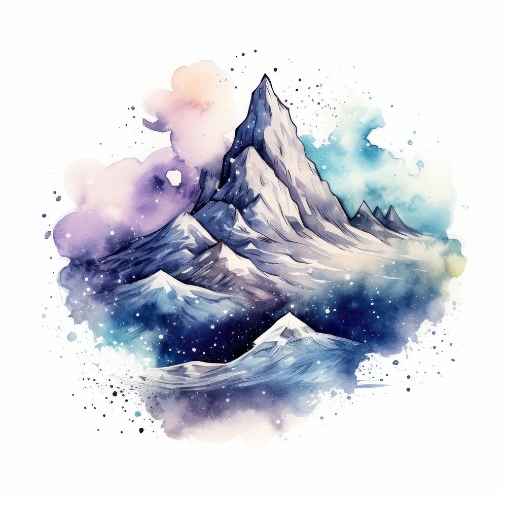 Mountain in Watercolor style painting nature tranquility.