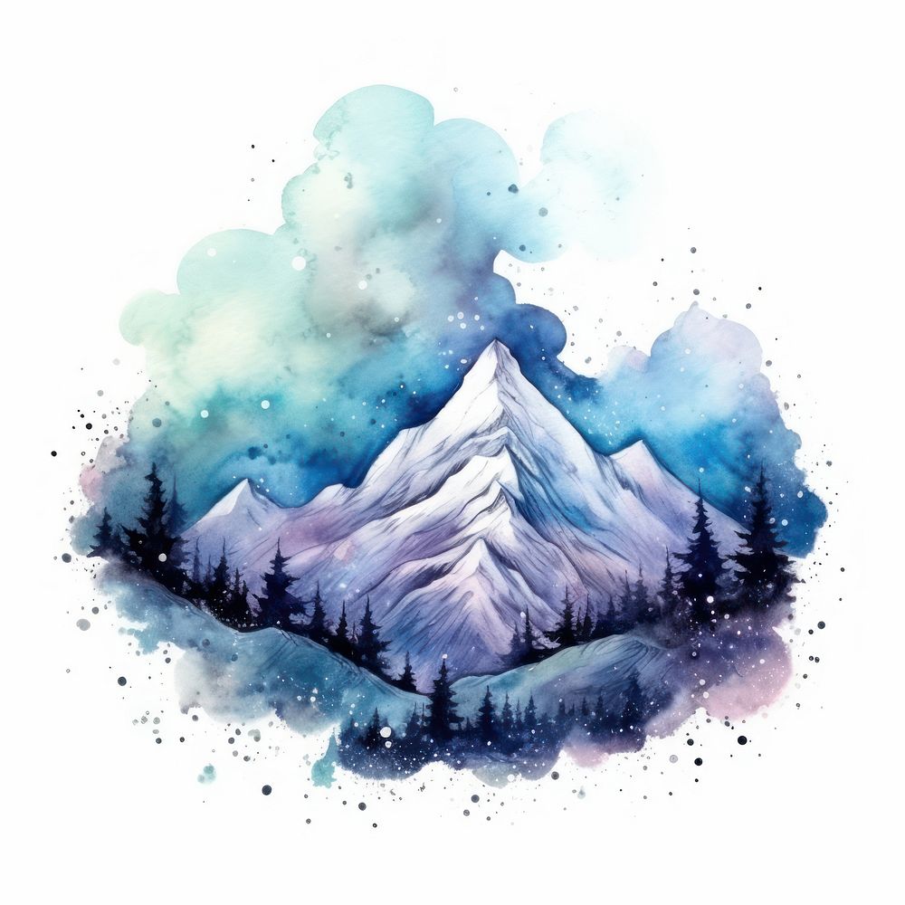 Mountain in Watercolor style outdoors painting nature.