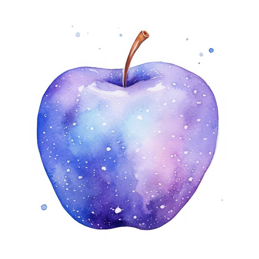 Apple in Watercolor style galaxy fruit plant.