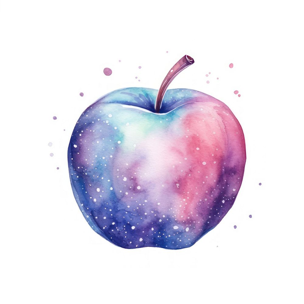 Apple in Watercolor style galaxy plant fruit.