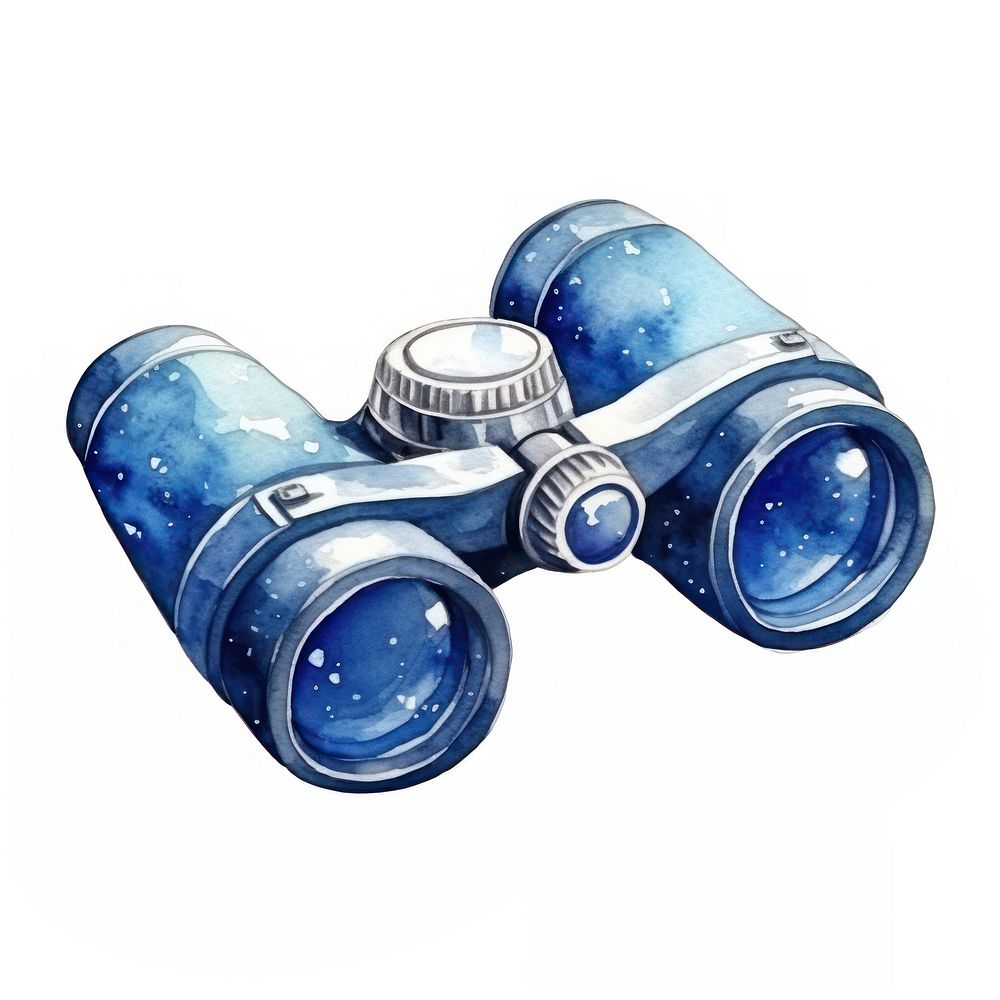 Binoculars in Watercolor style galaxy star white background.