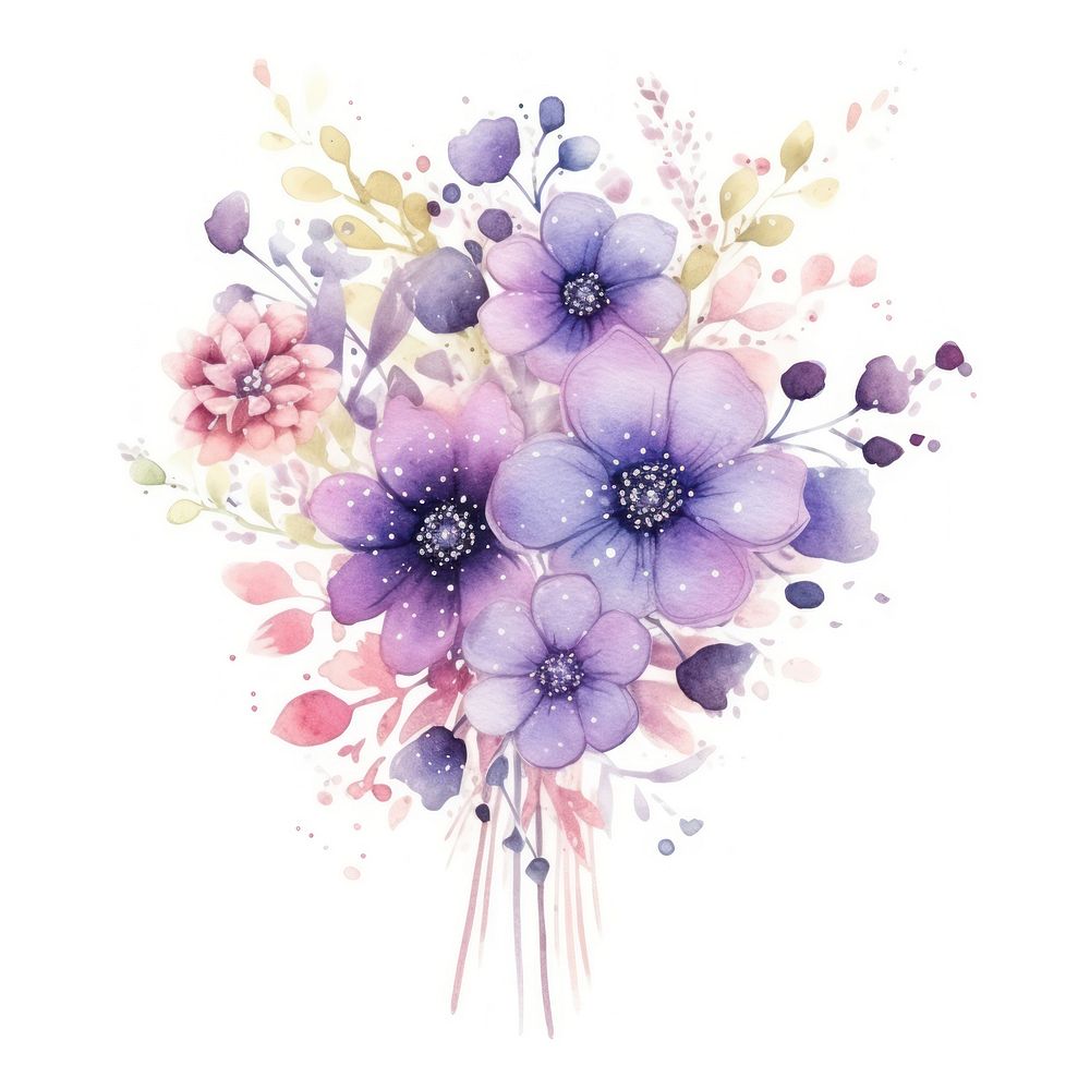 Bouquet in Watercolor style flower plant white background.