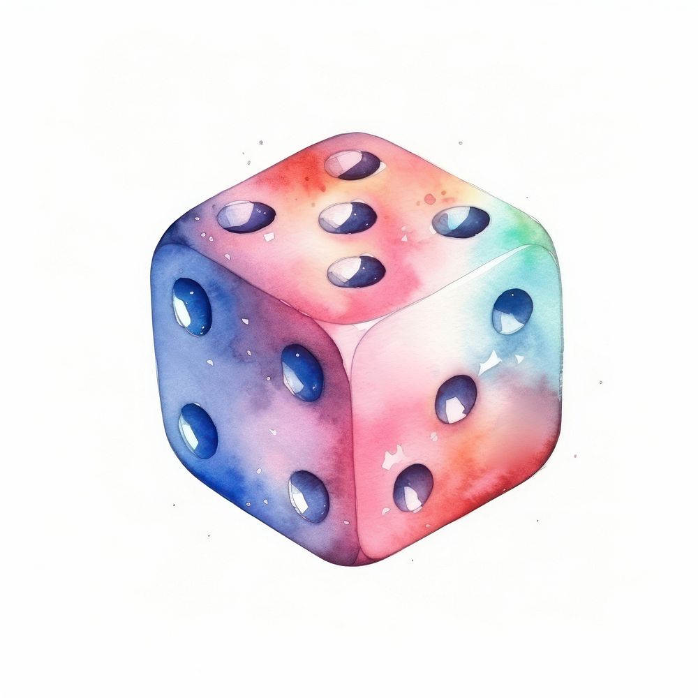 Dice in Watercolor style game white background creativity.
