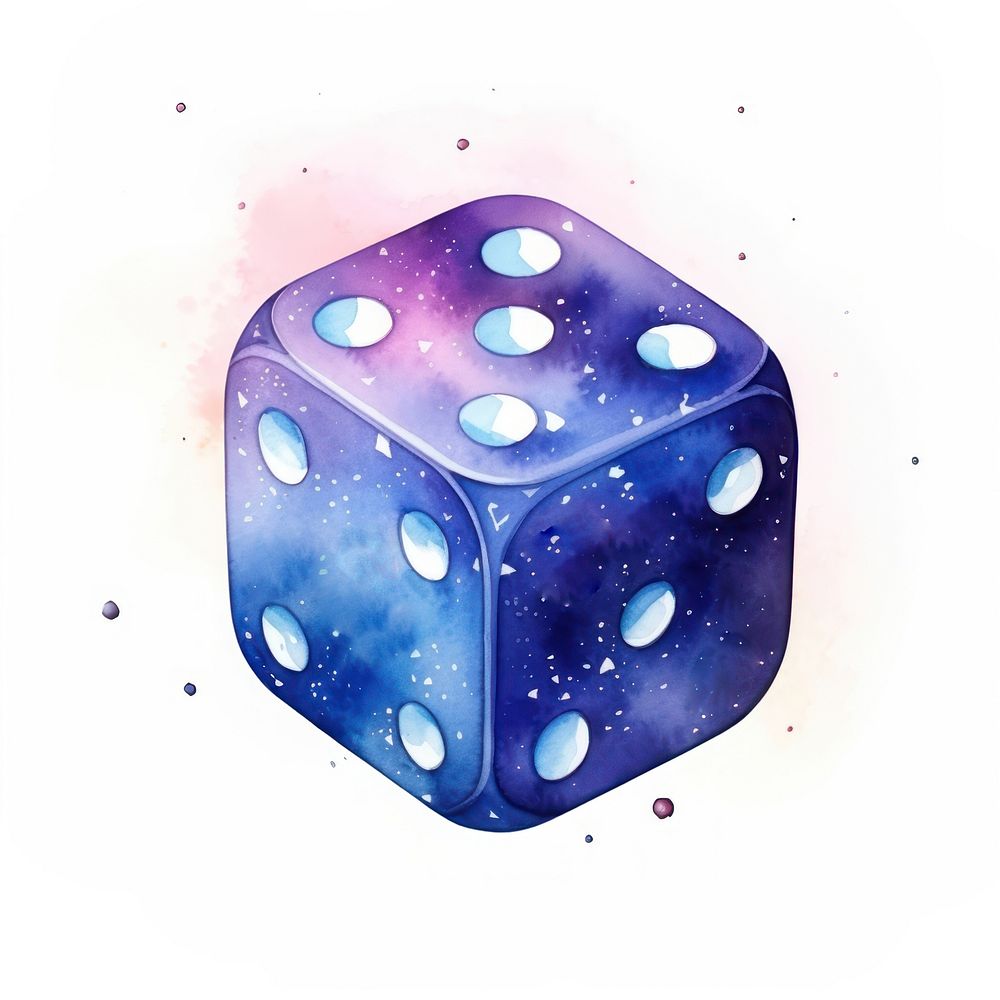 Dice in Watercolor style game white background opportunity.