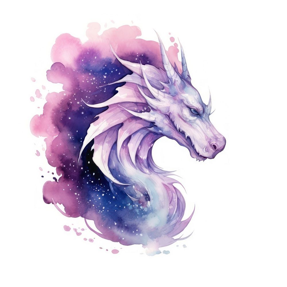 Dragon in Watercolor style white background representation creativity.