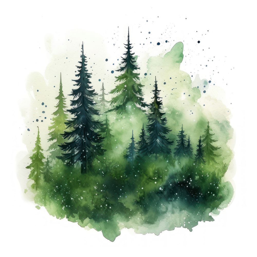 Forest in Watercolor style outdoors woodland nature.