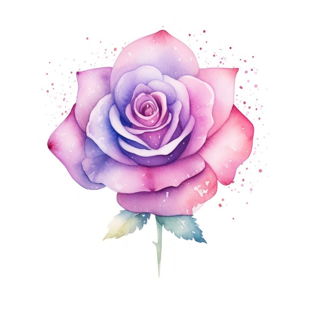 Gradient rose in Watercolor style flower plant white background.