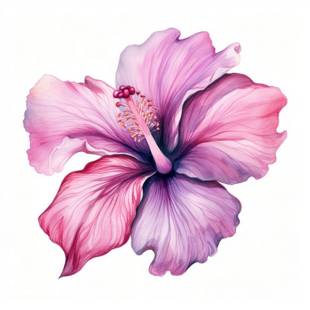 Hibiscus in Watercolor style blossom flower petal.