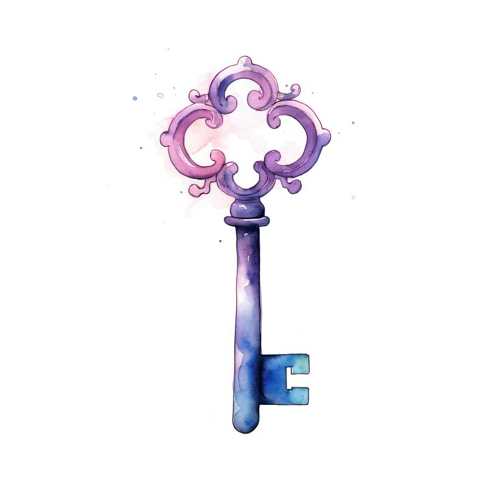 Key in Watercolor style white background protection creativity.