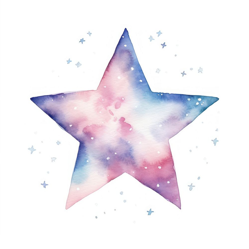 Star in Watercolor style galaxy symbol white background.