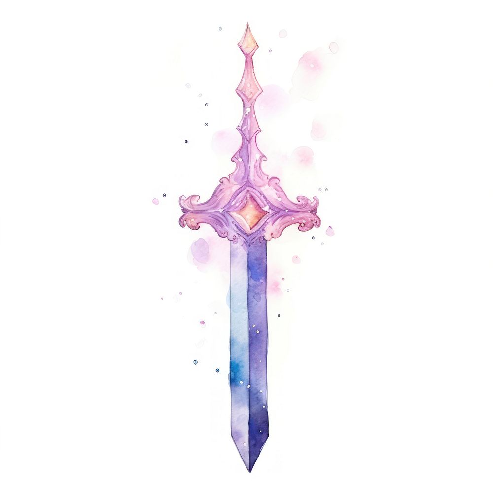Sword in Watercolor style white background creativity lavender.
