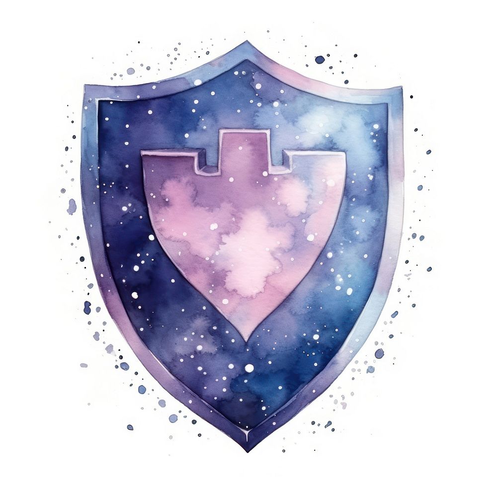 Shield in Watercolor style galaxy protection security.