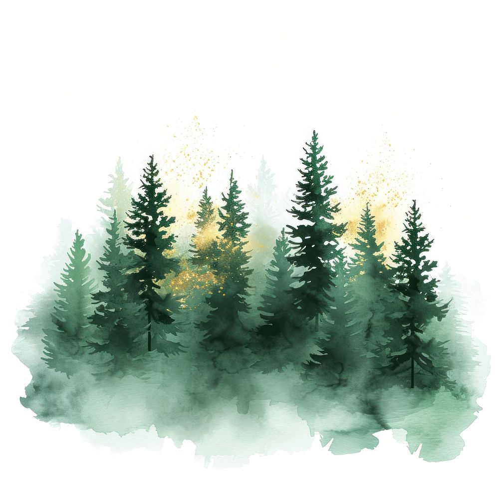 Green watercolor with gold glitter outline stroke forest backgrounds outdoors nature.