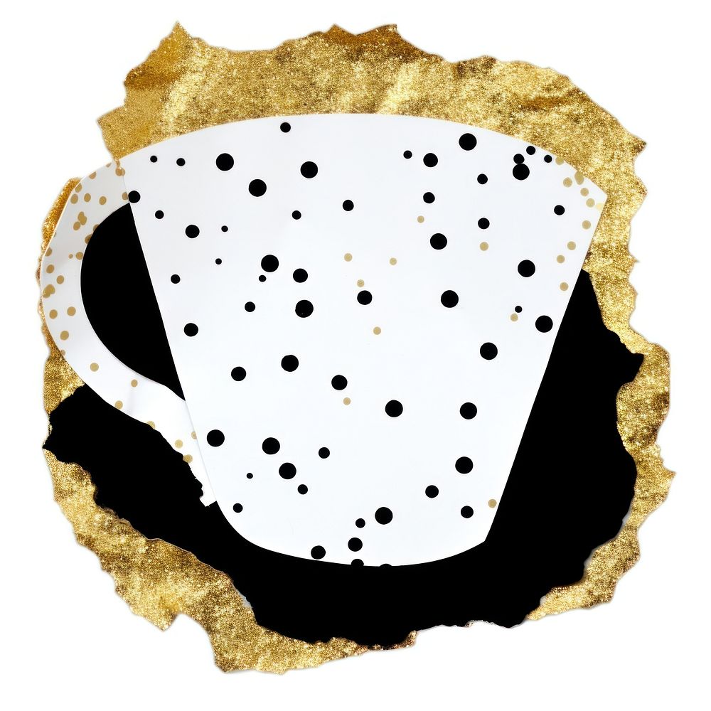 Coffee cup ripped paper shape mug white background.
