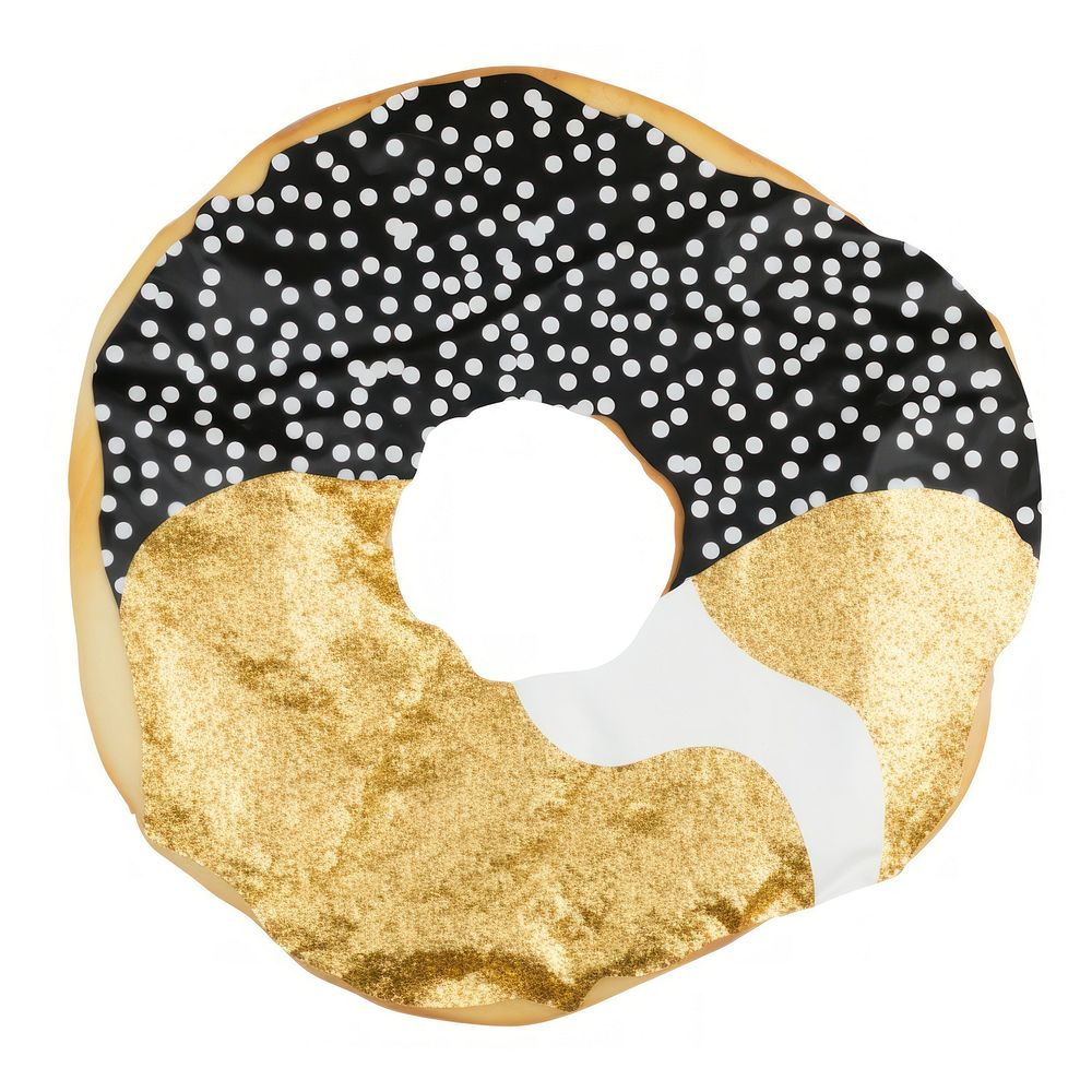 Donut shape ripped paper bagel white background confectionery.