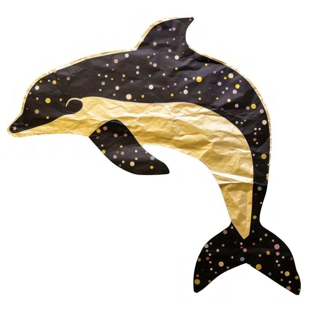 Dolphin ripped paper animal mammal white background.