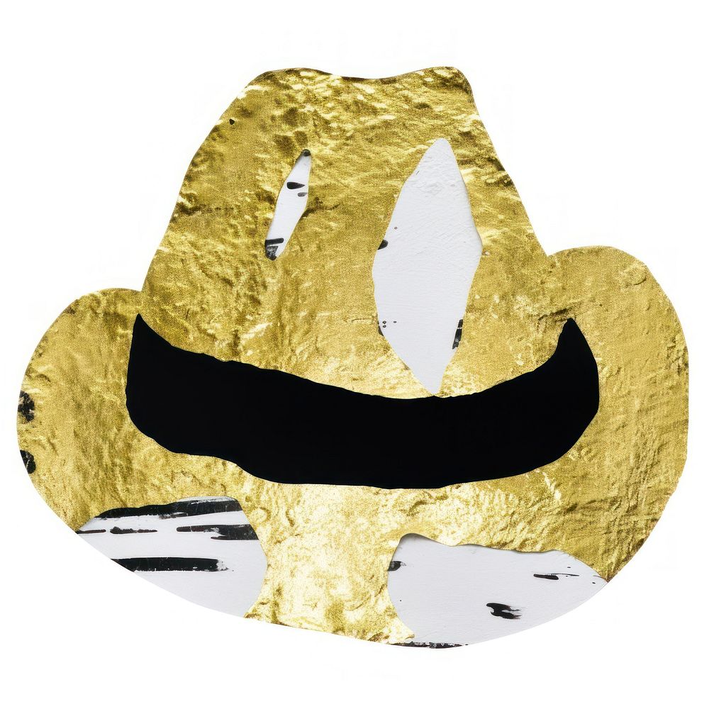 Hat ripped paper gold white background clothing.