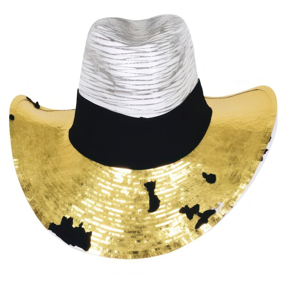 Hat ripped paper gold white background sombrero.