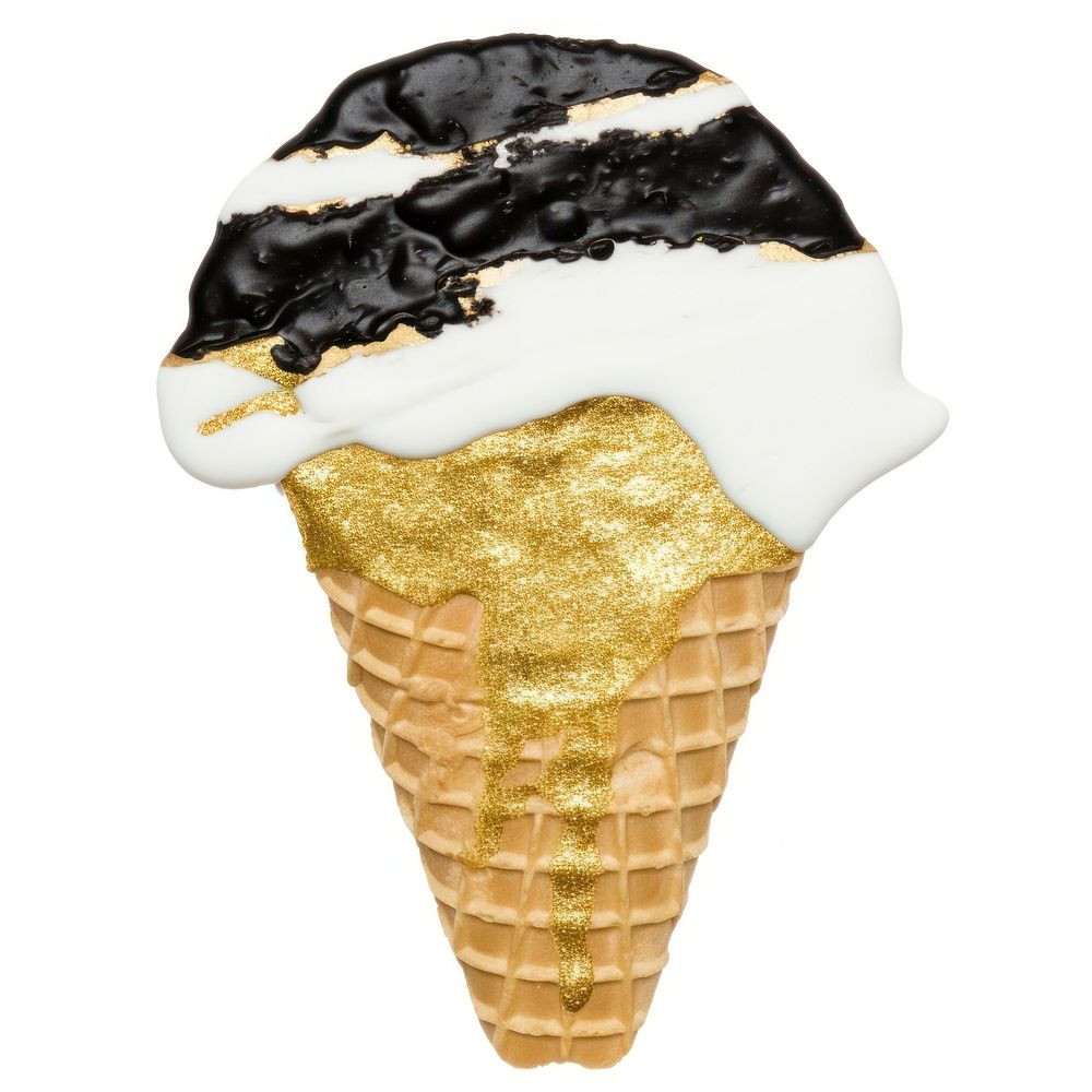 Ice cream ripped paper dessert food white background.