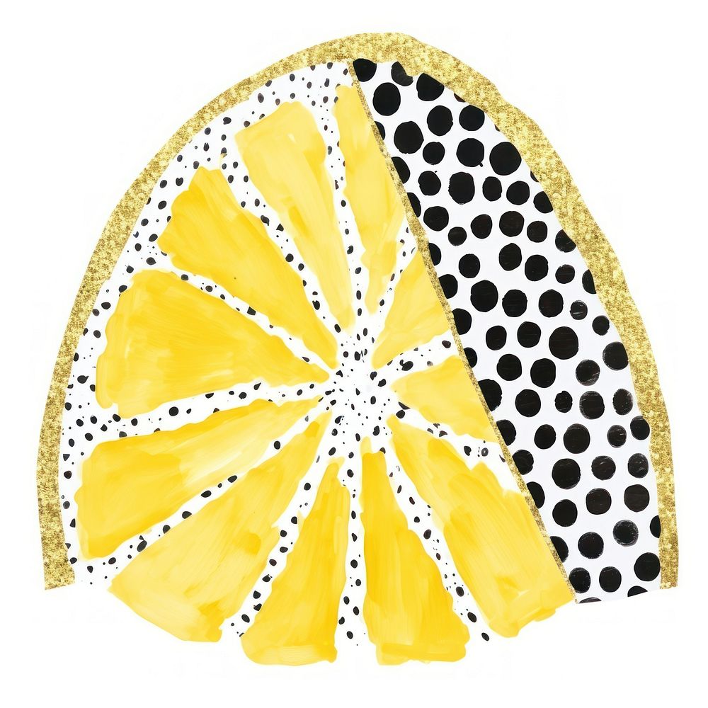 Lemon half slice shape ripped paper fruit food white background.