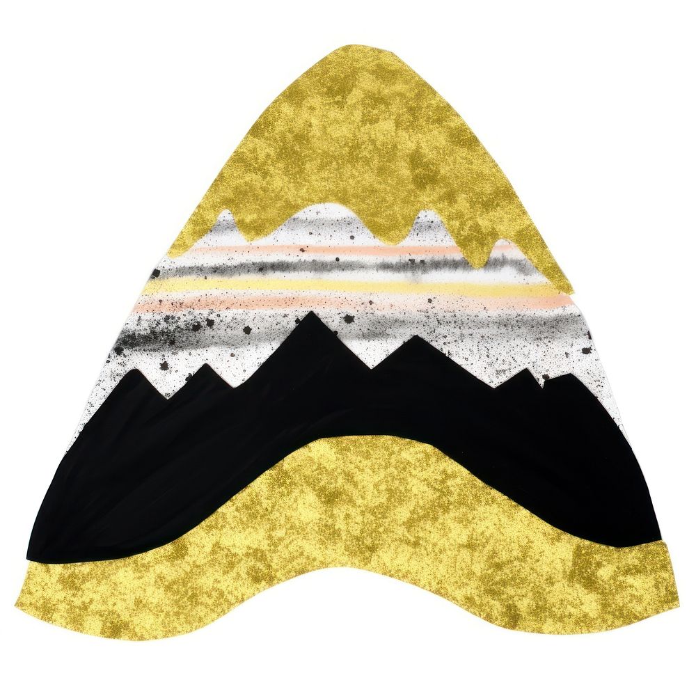 Mountain shape ripped paper white background headgear clothing.