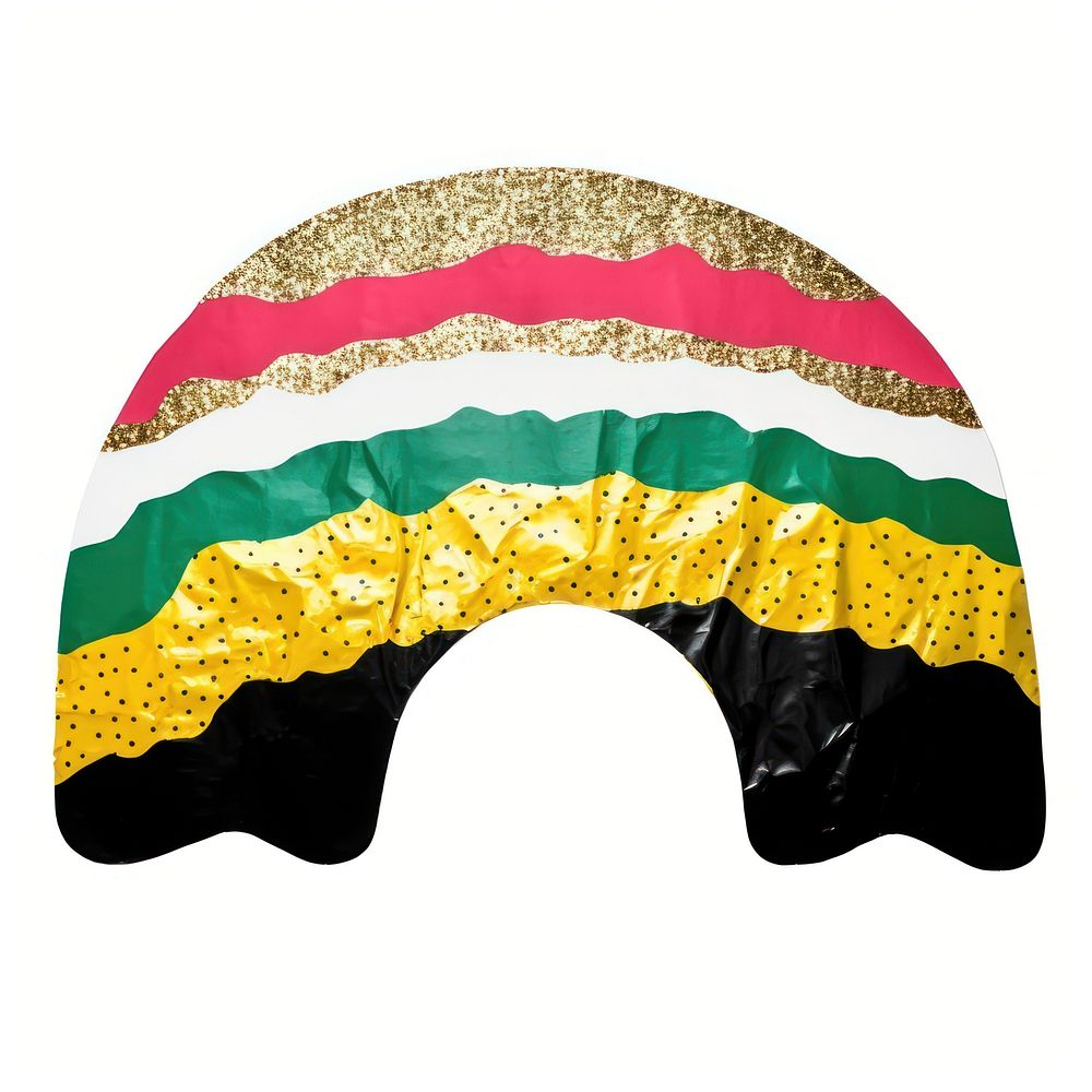 Rainbow ripped paper white background headgear clothing.