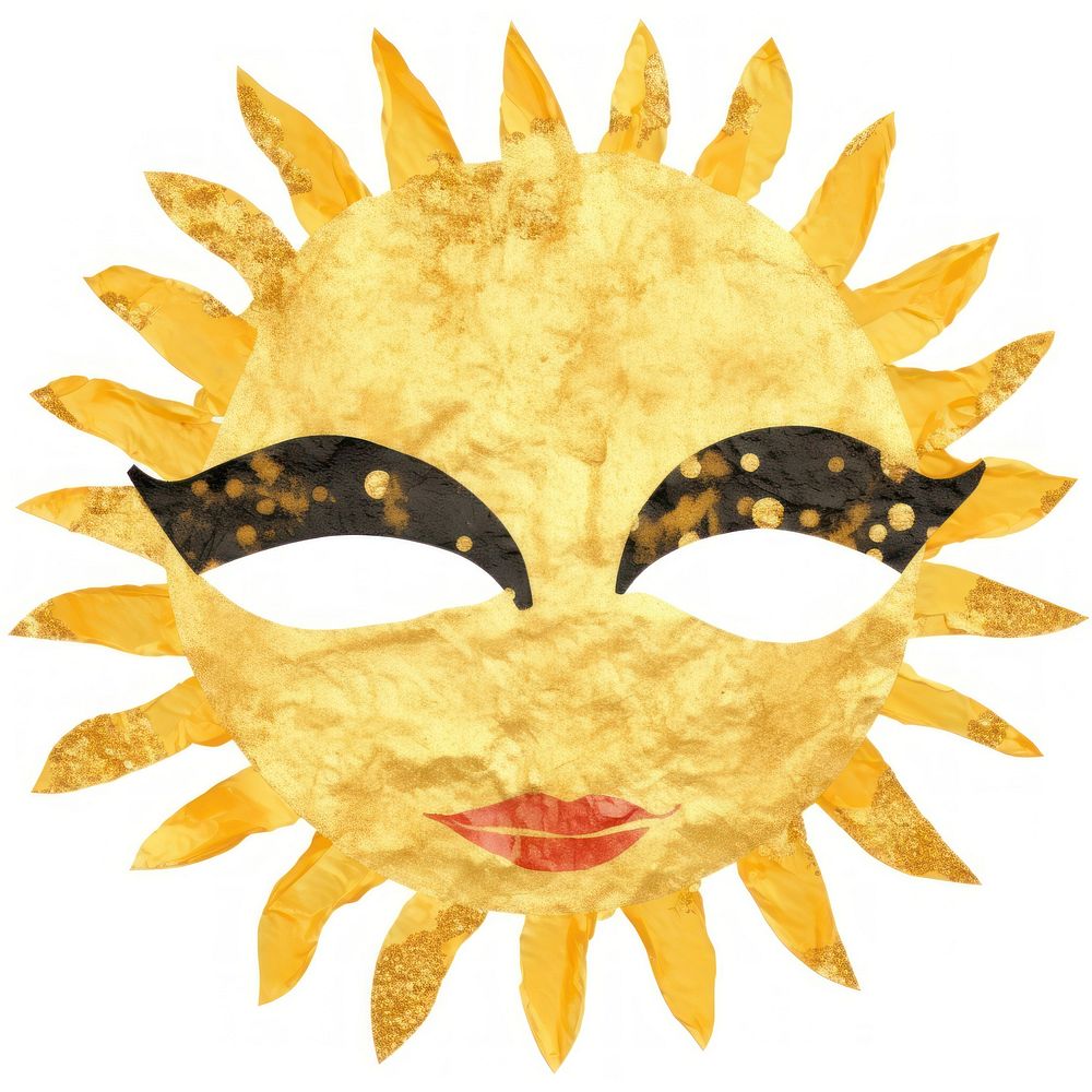 Sun shape clipart ripped paper mask white background disguise.
