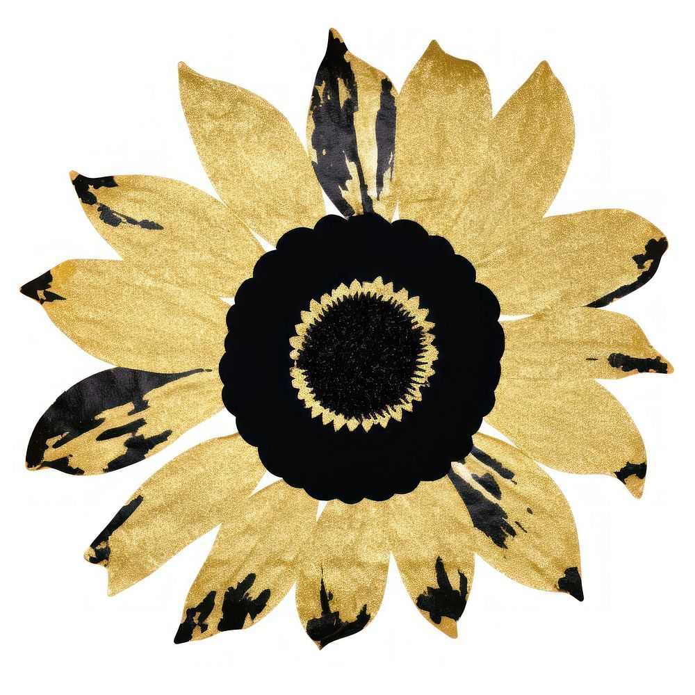Sunflower shape ripped paper plant white background inflorescence.