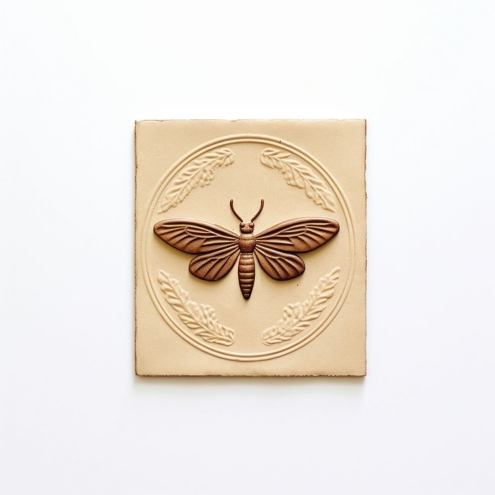 Moth Seal Wax Stamp insect animal white background.