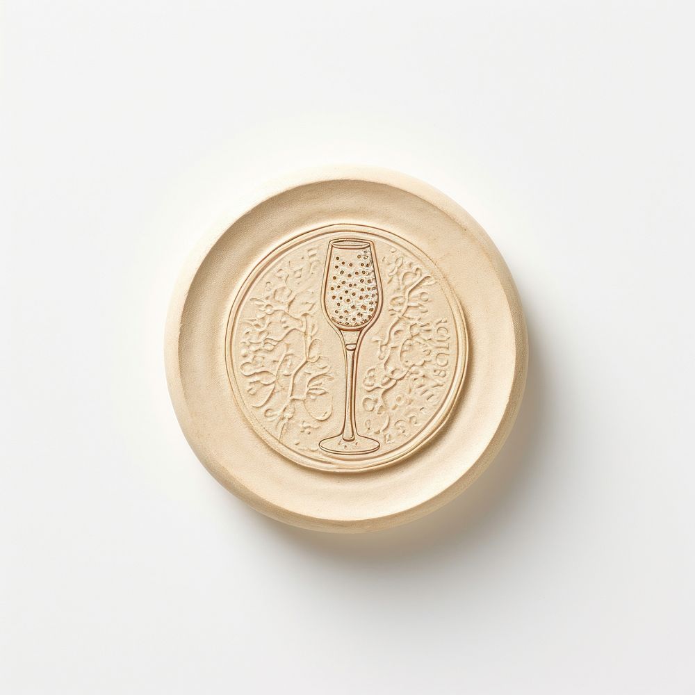 Champagne glass Seal Wax Stamp white background refreshment accessories.