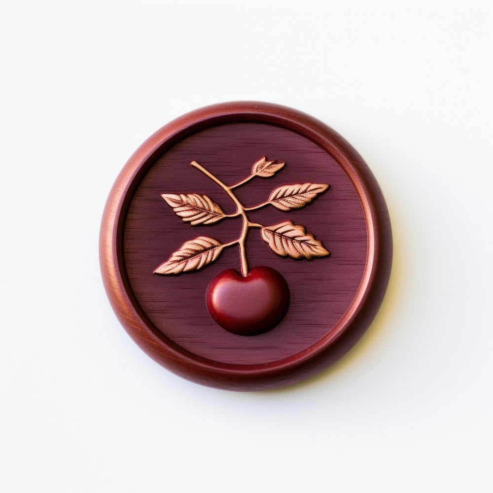 Cherry Seal Wax Stamp plant food white background.