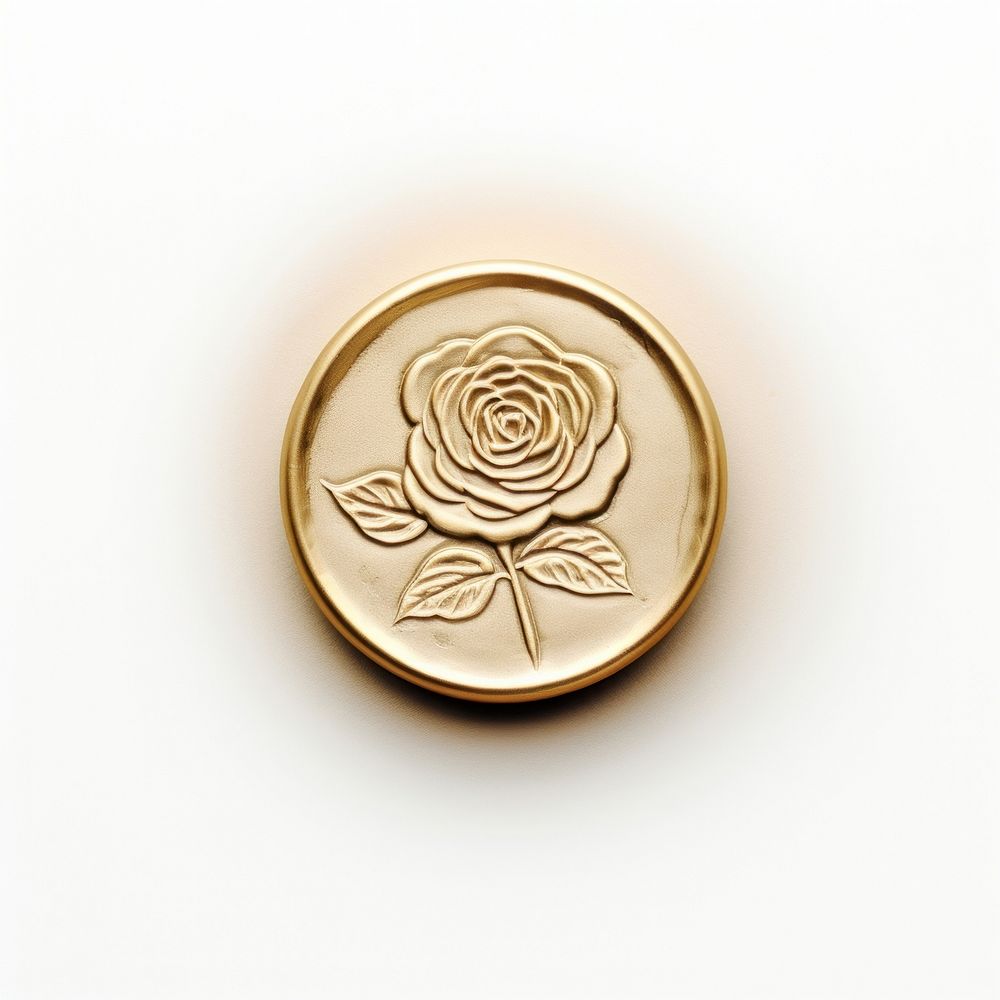 Garden rose Seal Wax Stamp gold jewelry pendant.