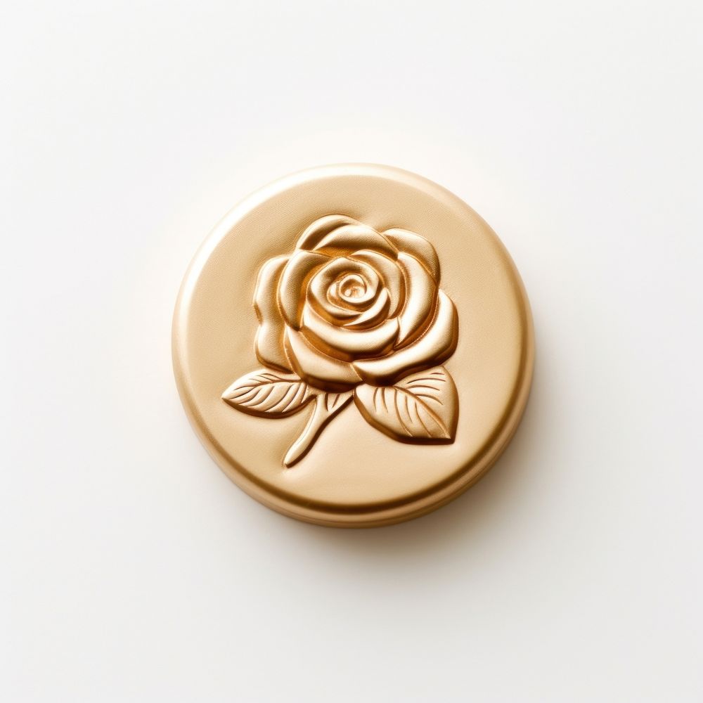 Garden rose Seal Wax Stamp jewelry locket gold.