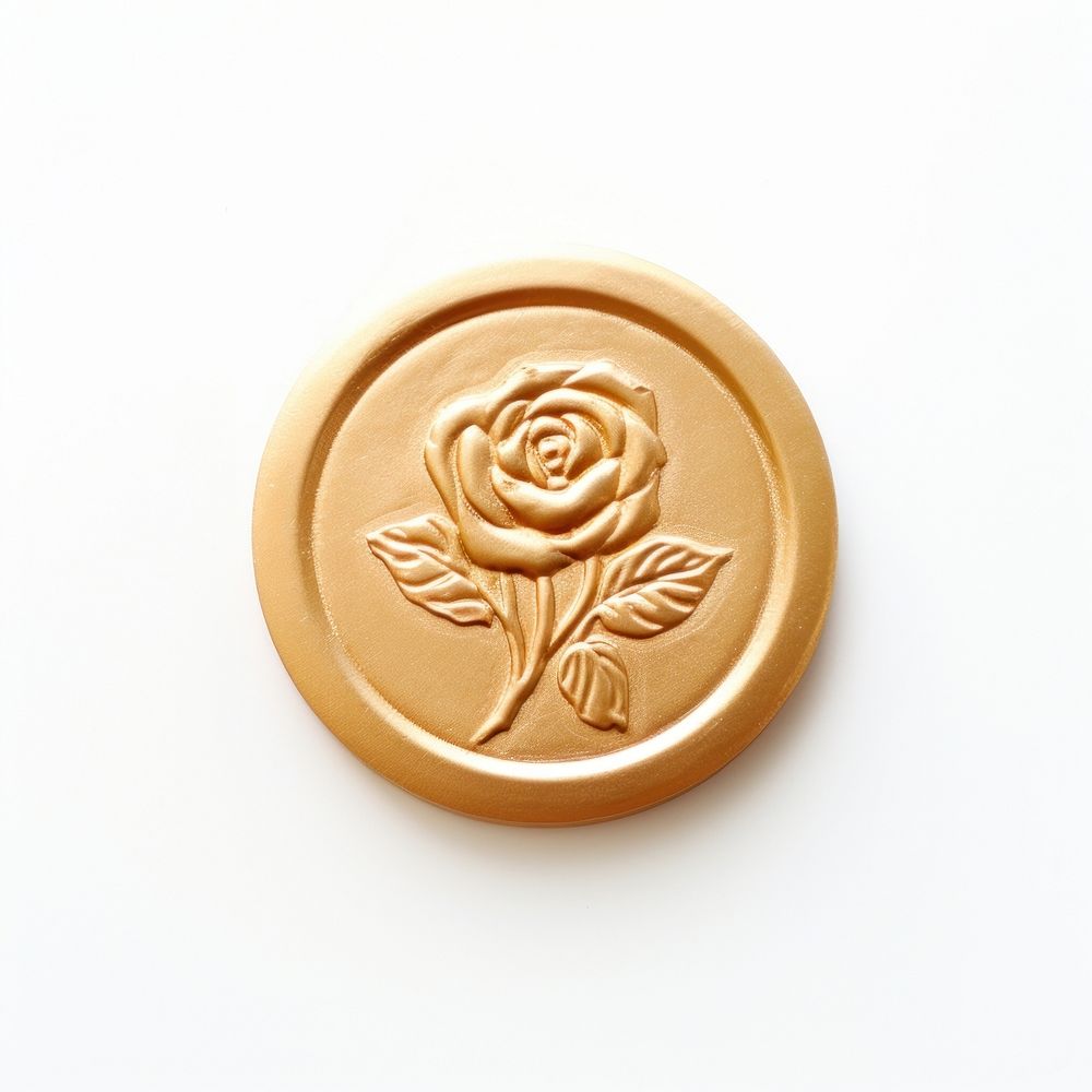 Garden rose Seal Wax Stamp gold jewelry locket.