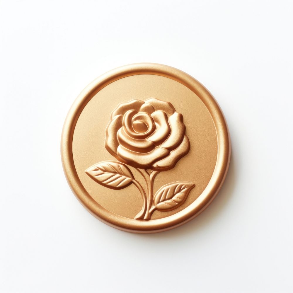 Garden rose Seal Wax Stamp gold white background creativity.