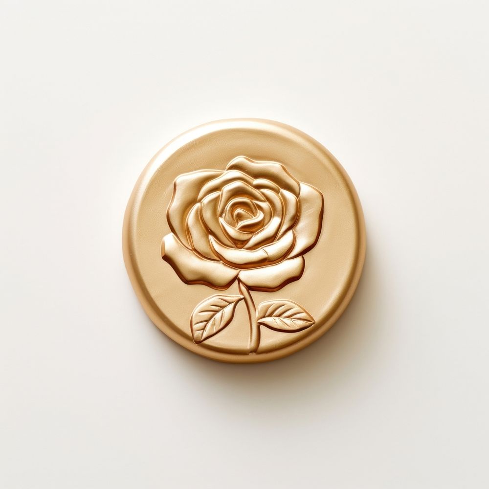 Garden rose Seal Wax Stamp gold jewelry locket.