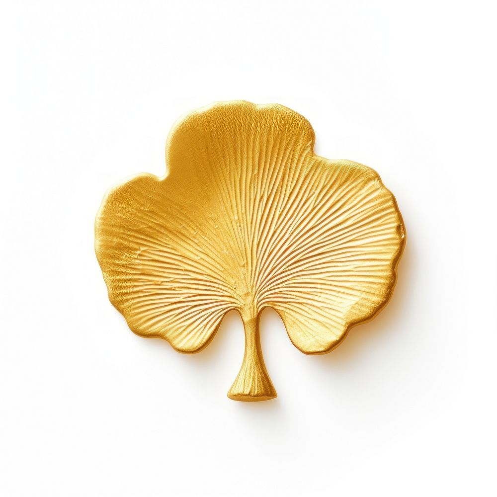 Ginkgo Seal Wax Stamp gold white background simplicity.