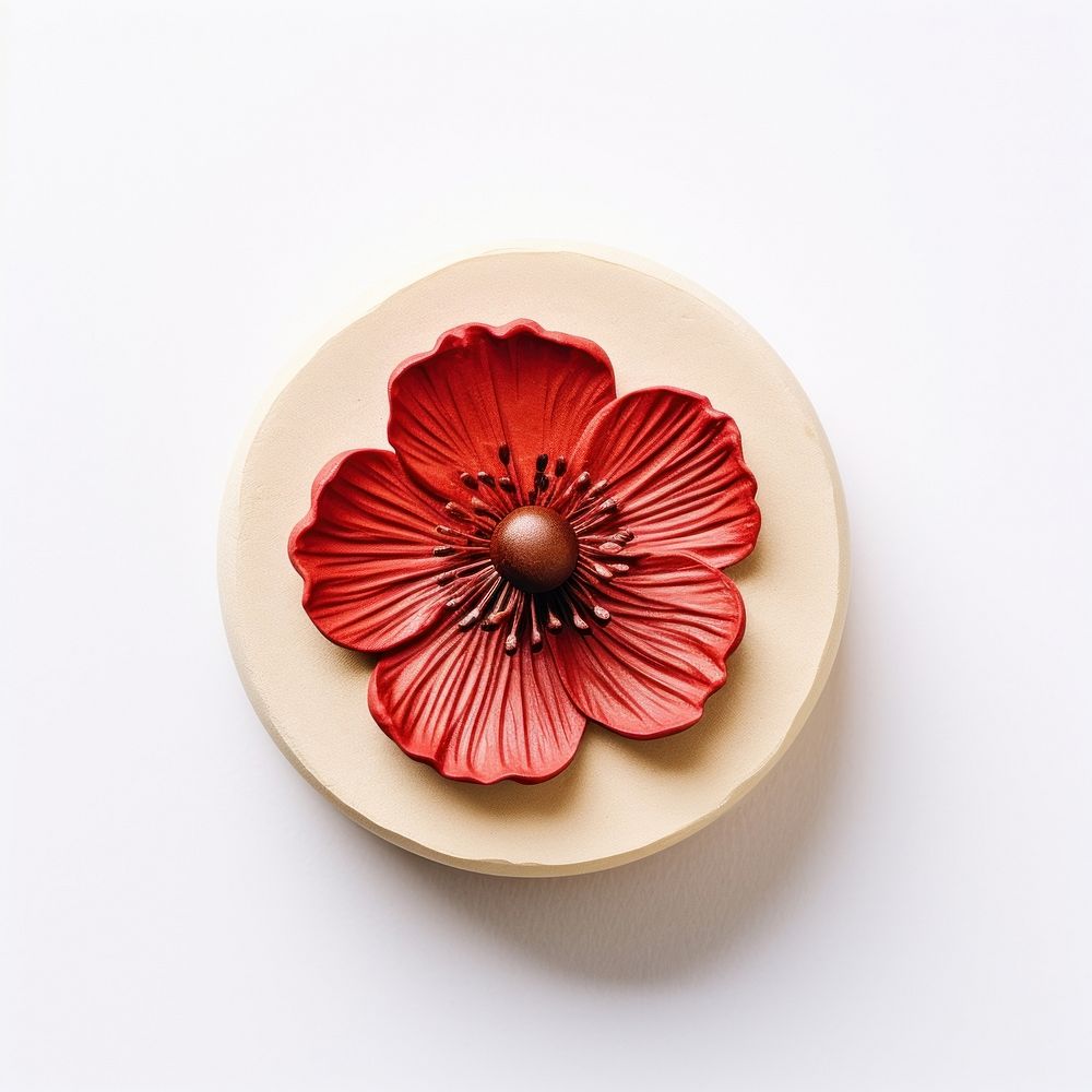 Poppy flower Seal Wax Stamp plant plate accessories.