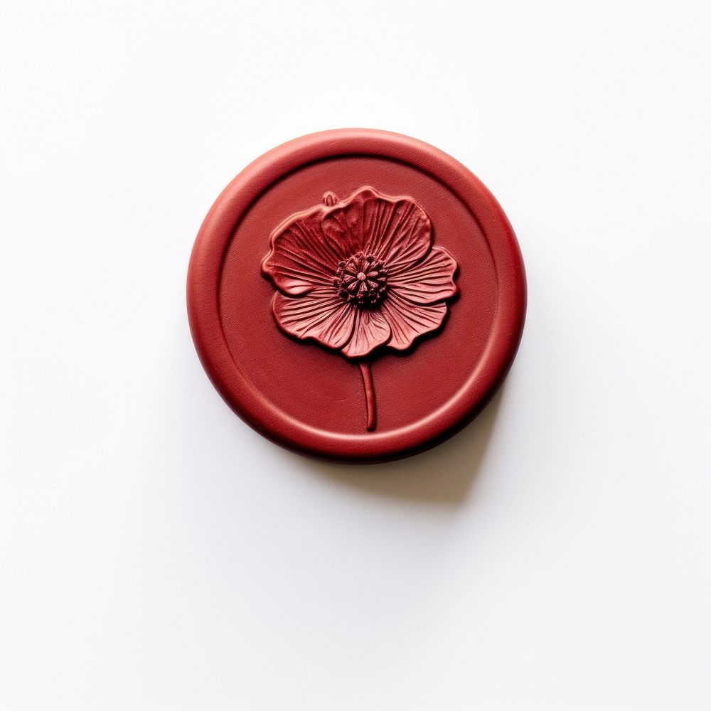 Poppy flower Seal Wax Stamp white background circle shape.
