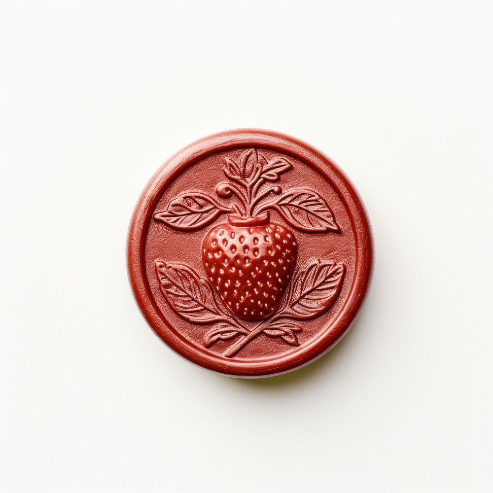 Strawberry Seal Wax Stamp locket white background antioxidant.