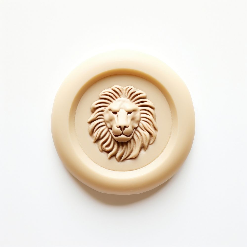 Seal Wax Stamp lion print craft white background representation.