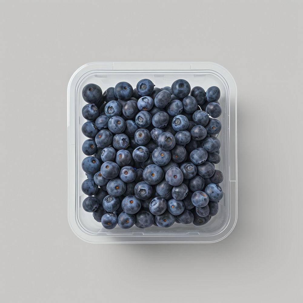 Blueberry in a plastic box with blank label  packaging fruit plant food.
