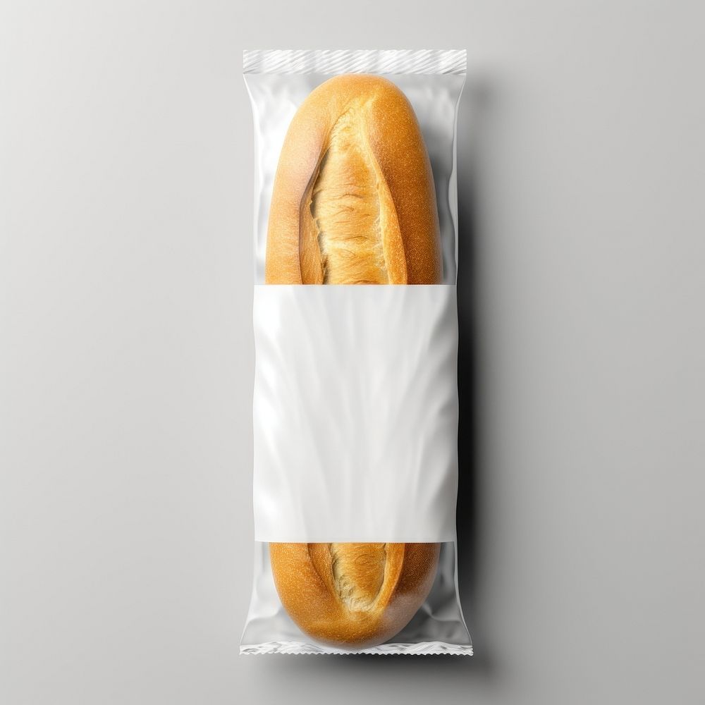 French loaf plastic bag  packaging bread food bratwurst.