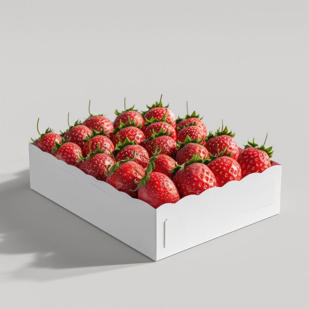 Strawberry box with blank label  packaging fruit plant food.