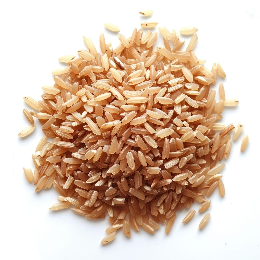 Brown rice food white background accessories.